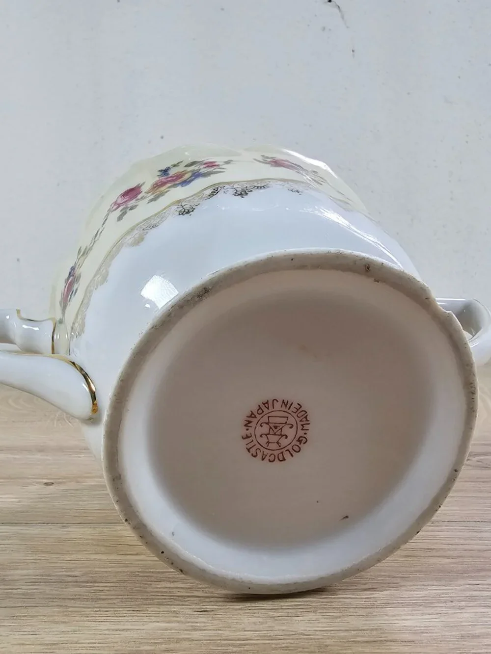 Gold Castle Hostess Sugar Bowl with Lid and Saucer Plate Floral Vintage Japan